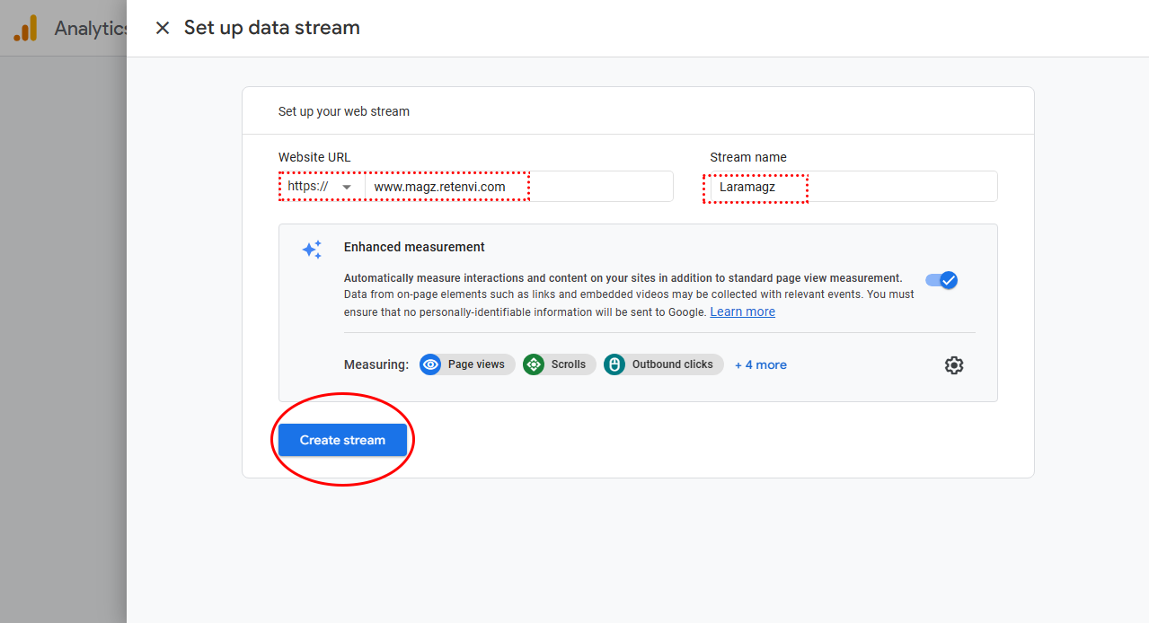 setup data stream