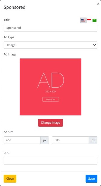 add new ads sidebar